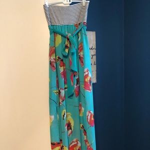 Mixed pattern maxi dress